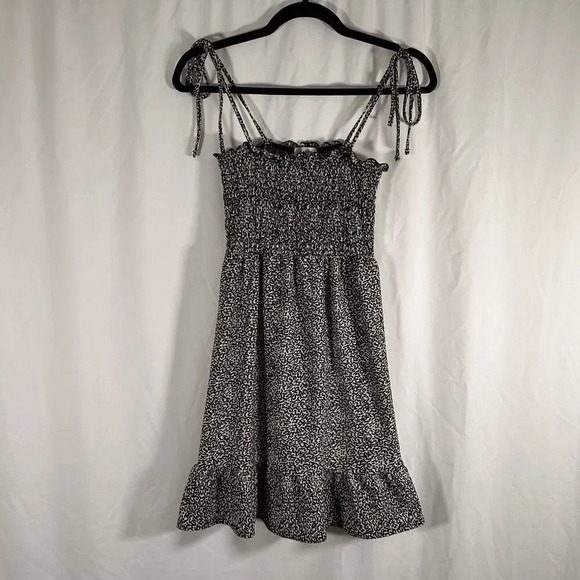 Topshop Mini Dress Women's 2 Leapord Print Sleeveless Stretchy Tie Spaghetti Str - Picture 1 of 9